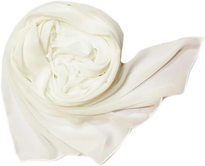 طرحة حجاب شيفون أنيقة 175x75 سم خفيفة وناعمة جودة عالية تصلح لجميع الفصول - أوف وايت