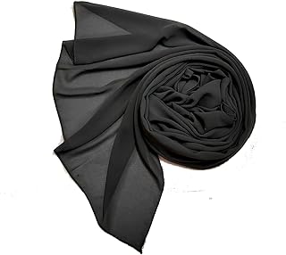 طرحة حجاب شيفون أنيقة 175x75 سم خفيفة وناعمة جودة عالية تصلح لجميع الفصول - رمادى غامق