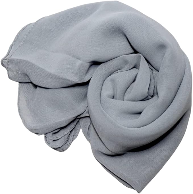 Stylish 175 x 75 cm Chiffon Scarf Hijab  Premium Quality and Versatile - Light Grey