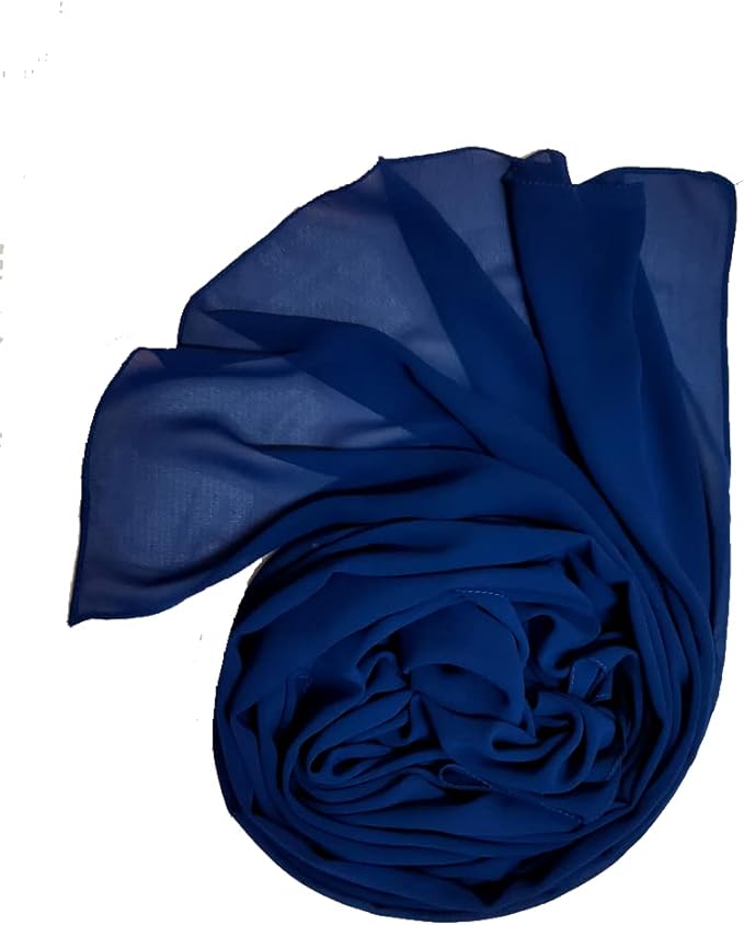 طرحة حجاب شيفون أنيقة 175x75 سم خفيفة وناعمة جودة عالية تصلح لجميع الفصول - ازرق