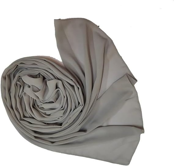 طرحة حجاب شيفون أنيقة 175x75 سم خفيفة وناعمة جودة عالية تصلح لجميع الفصول - رمادى