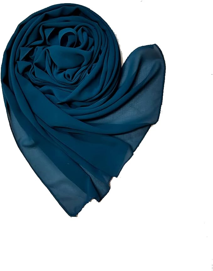 Stylish 175 x 75 cm Chiffon Scarf Hijab  Premium Quality and Versatile - Sea Blue