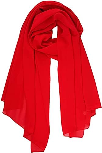 طرحة حجاب شيفون أنيقة 175x75 سم خفيفة وناعمة جودة عالية تصلح لجميع الفصول - احمر فاتح