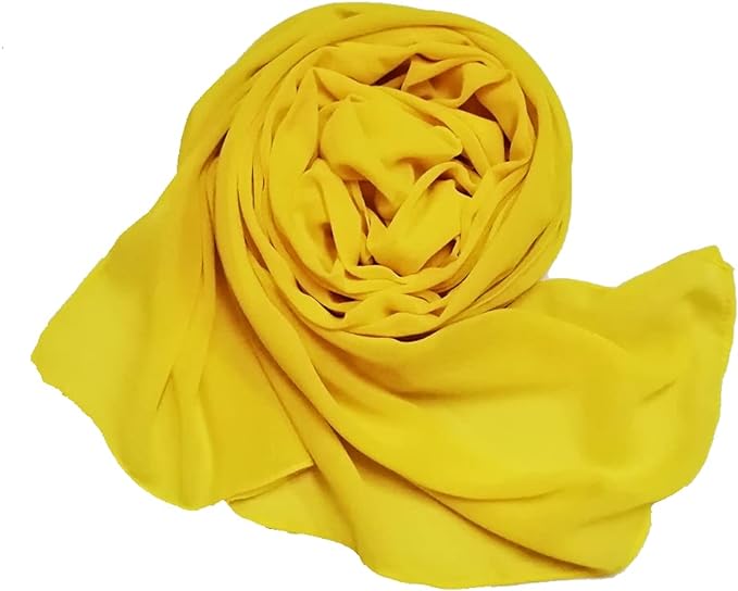 Stylish 175 x 75 cm Chiffon Scarf Hijab  Premium Quality and Versatile - Yellow