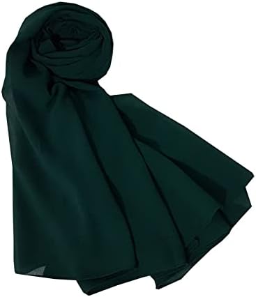 طرحة حجاب شيفون أنيقة 175x75 سم خفيفة وناعمة جودة عالية تصلح لجميع الفصول - اخضر زمرد