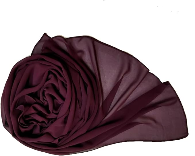 طرحة حجاب شيفون أنيقة 175x75 سم خفيفة وناعمة جودة عالية تصلح لجميع الفصول - عنابي