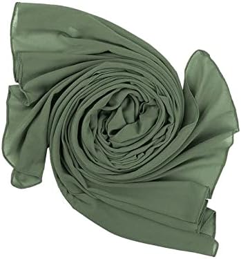 طرحة حجاب شيفون أنيقة 175x75 سم خفيفة وناعمة جودة عالية تصلح لجميع الفصول - أخضر كاكى