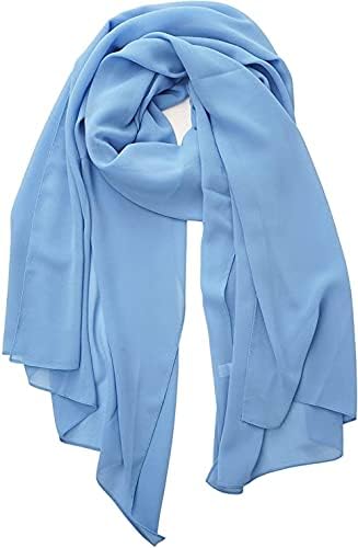 Stylish 175 x 75 cm Chiffon Scarf Hijab  Premium Quality and Versatile - Snowy Blue