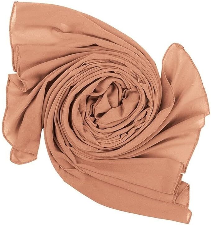 طرحة حجاب شيفون أنيقة 175x75 سم خفيفة وناعمة جودة عالية تصلح لجميع الفصول - بنى فاتح