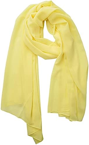 طرحة حجاب شيفون أنيقة 175x75 سم خفيفة وناعمة جودة عالية تصلح لجميع الفصول - اصفر فاتح