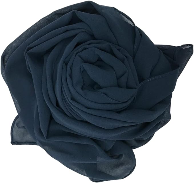 طرحة حجاب شيفون أنيقة 175x75 سم خفيفة وناعمة جودة عالية تصلح لجميع الفصول - كحلى