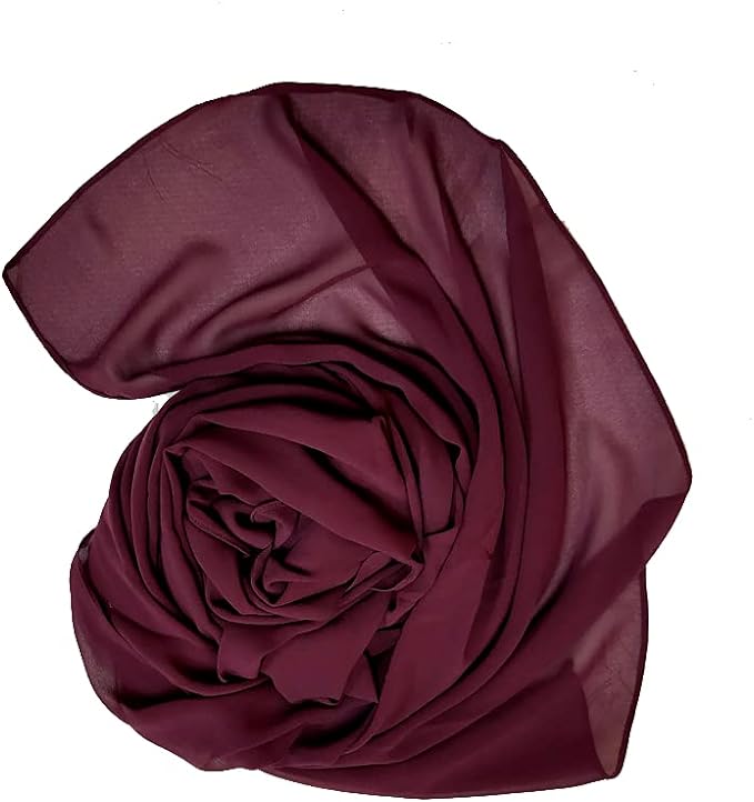 Stylish 175 x 75 cm Chiffon Scarf Hijab  Premium Quality and Versatile - Maroon