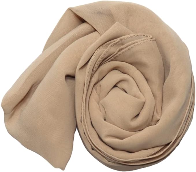 طرحة حجاب شيفون أنيقة 175x75 سم خفيفة وناعمة جودة عالية تصلح لجميع الفصول - بيج