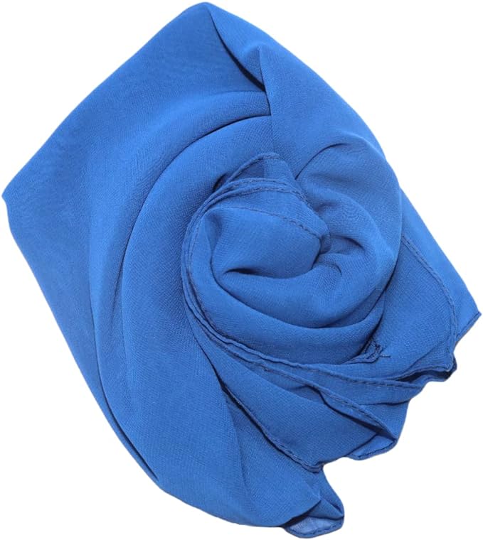 Stylish 175 x 75 cm Chiffon Scarf Hijab  Premium Quality and Versatile - Fun Blue