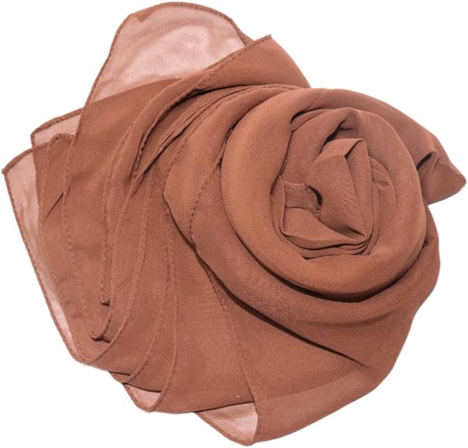 طرحة حجاب شيفون أنيقة 175x75 سم خفيفة وناعمة جودة عالية تصلح لجميع الفصول - كاكاو