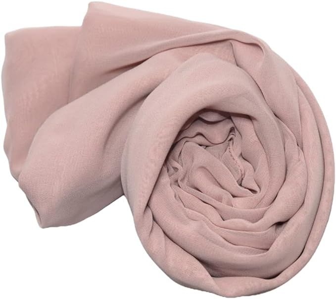 طرحة حجاب شيفون أنيقة 175x75 سم خفيفة وناعمة جودة عالية تصلح لجميع الفصول - روز شفاف