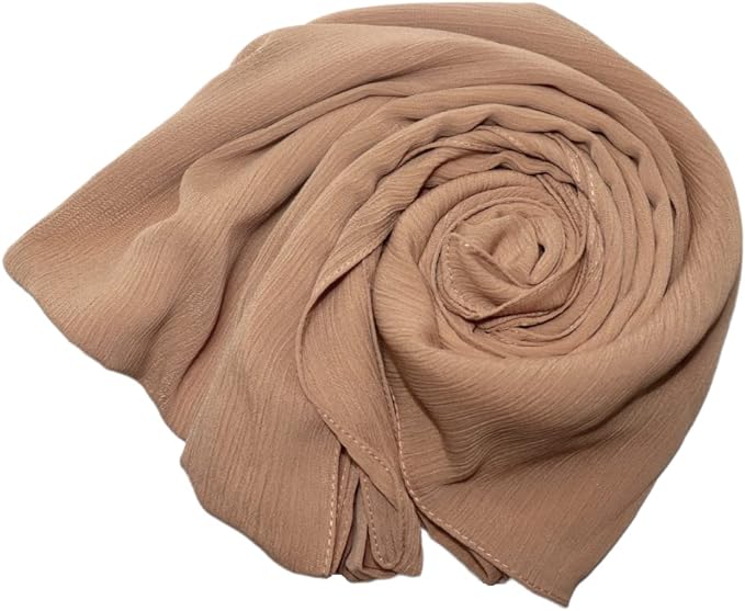 طرحة حجاب شيفون أنيقة 175x75 سم خفيفة وناعمة جودة عالية تصلح لجميع الفصول - بيج داكن