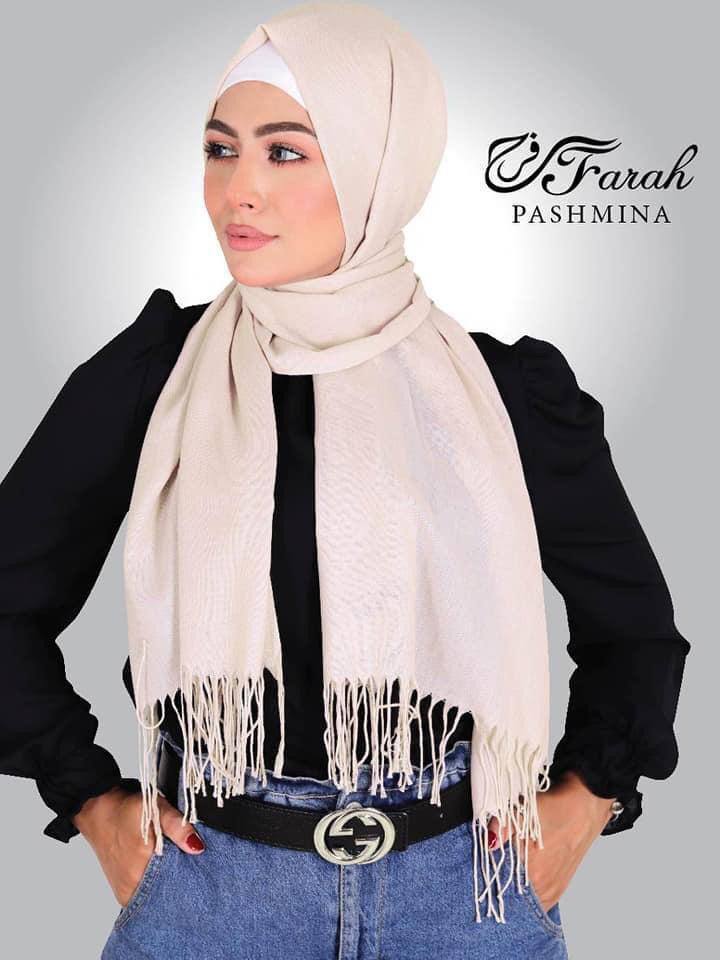 Elegant 170 cm Pashmina Scarf Hijab Shawl with Fringe - Timeless Style and Warmth - Vanilla Ice