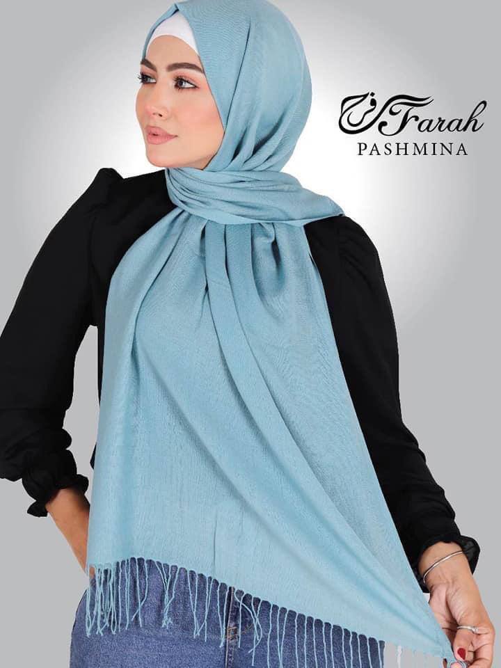 Elegant 170 cm Pashmina Scarf Hijab Shawl with Fringe - Timeless Style and Warmth - Rock Blue