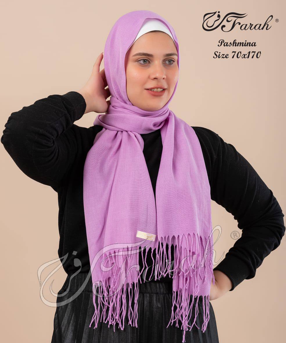 Elegant 170 cm Pashmina Scarf Hijab Shawl with Fringe - Timeless Style and Warmth - lavander