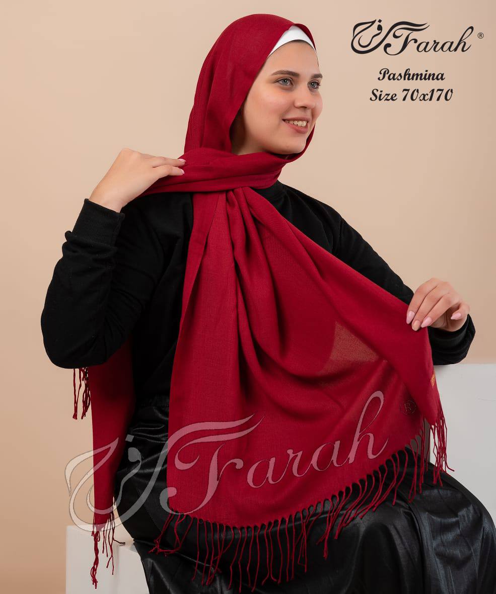 Elegant 170 cm Pashmina Scarf Hijab Shawl with Fringe - Timeless Style and Warmth - Burgundy
