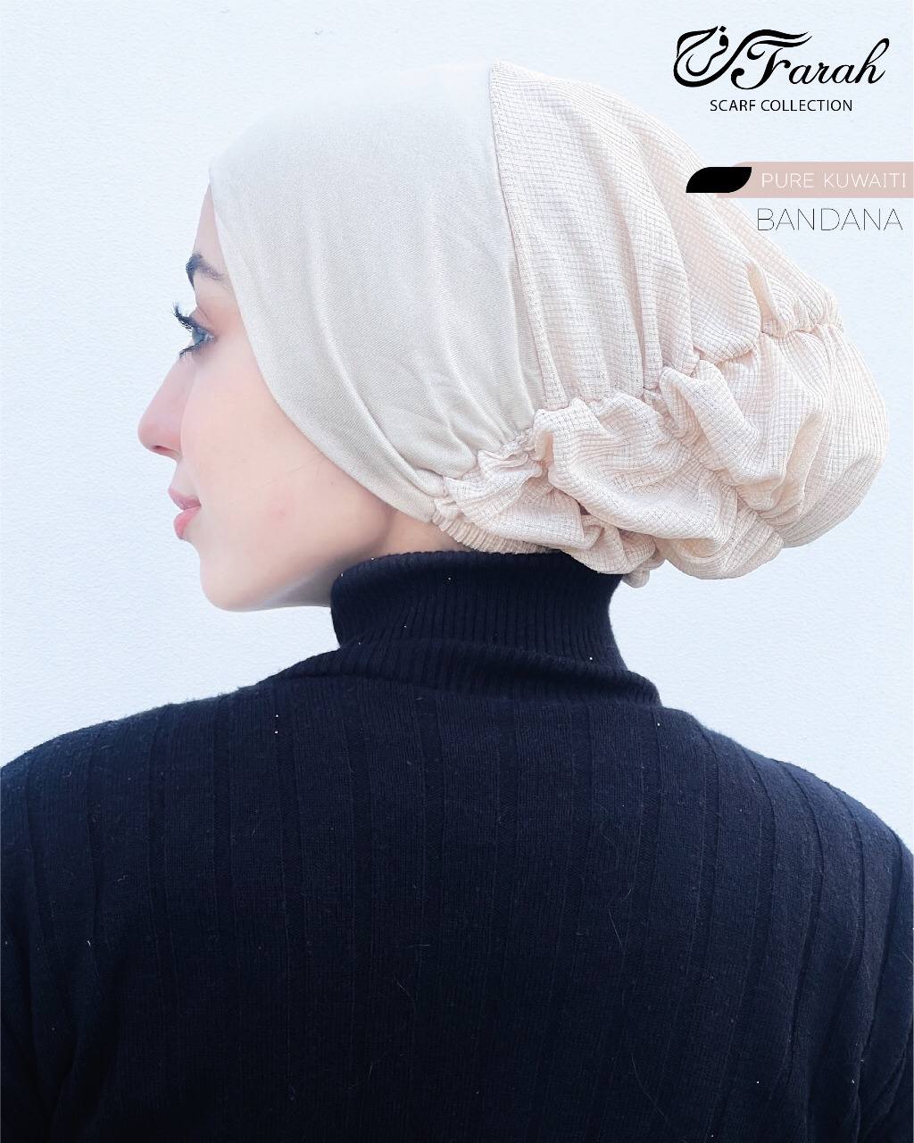 Elegant Cotton Hijab Frill Kuwaiti Bandana with Ruffles - Stylish Headscarf for Everyday Chic - Off White