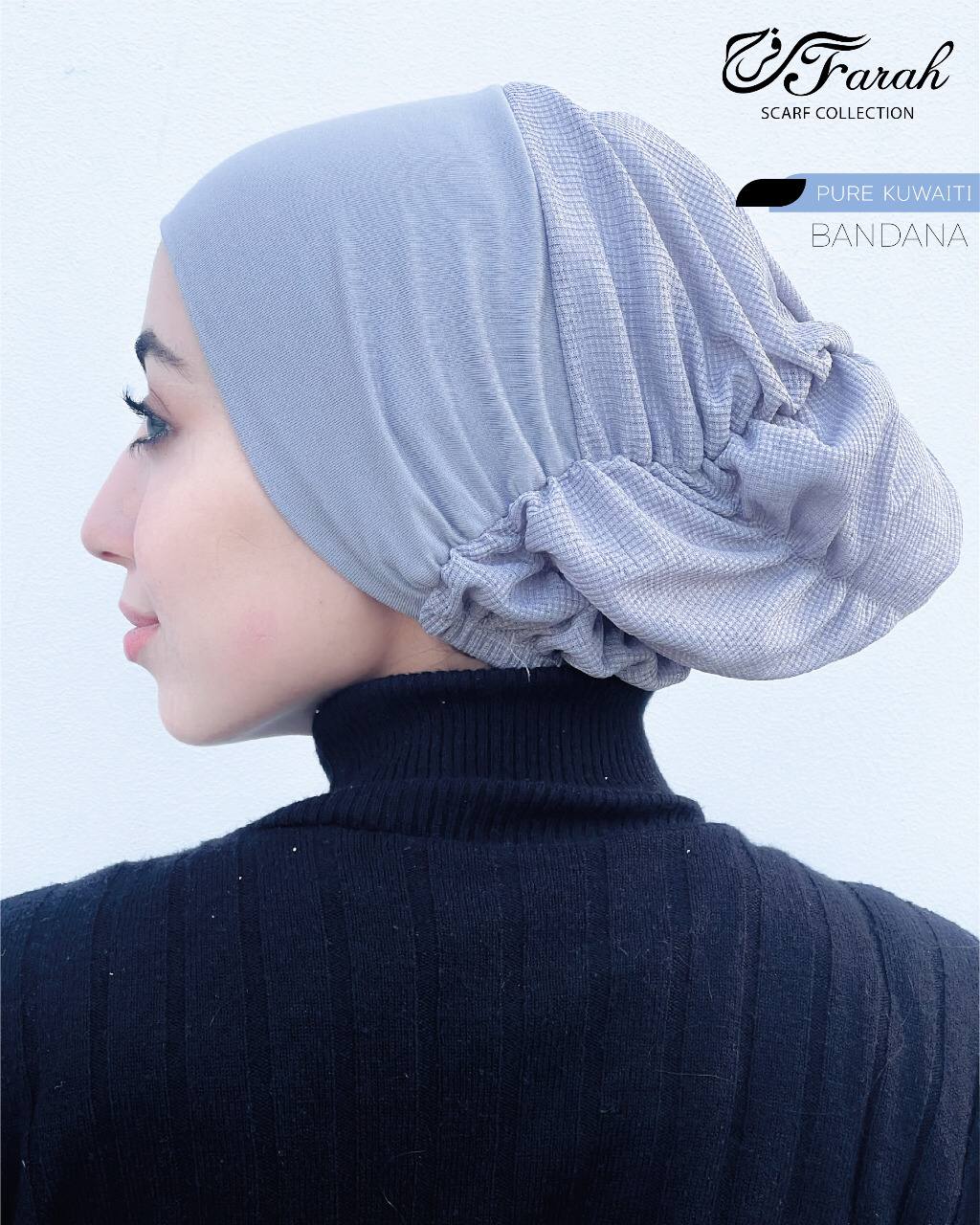 Elegant Cotton Hijab Frill Kuwaiti Bandana with Ruffles - Stylish Headscarf for Everyday Chic - Rock Blue