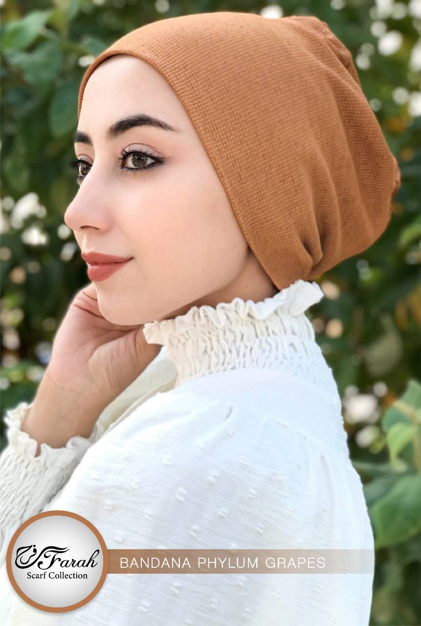 No-Thread Volume Close-End Underscarf Hijab Bandana - Cotton-Lycra Blend for Stylish Comfort - Camel