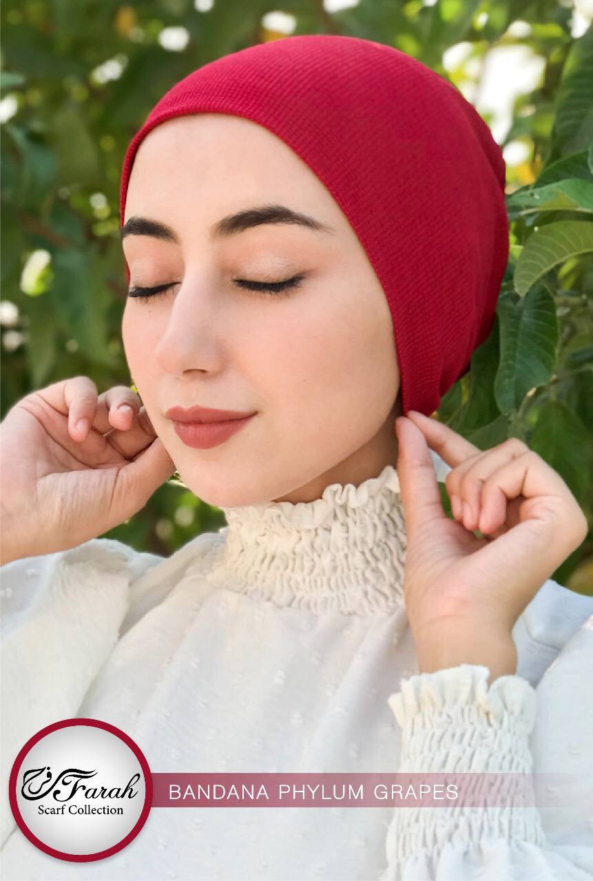 بندانه حجاب مقفولة بدون خياطة فوليوم خامة خفيفة قطن ليكرا - احمر
