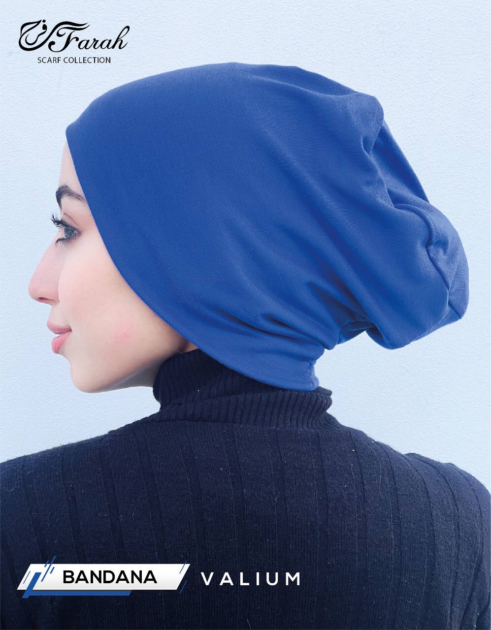 No-Thread Volume Close-End Underscarf Hijab Bandana - Cotton-Lycra Blend for Stylish Comfort - Fun Blue