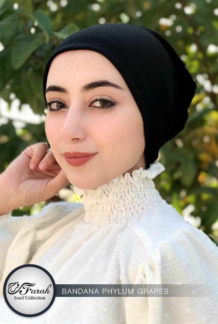 No-Thread Volume Close-End Underscarf Hijab Bandana - Cotton-Lycra Blend for Stylish Comfort - Dark Black