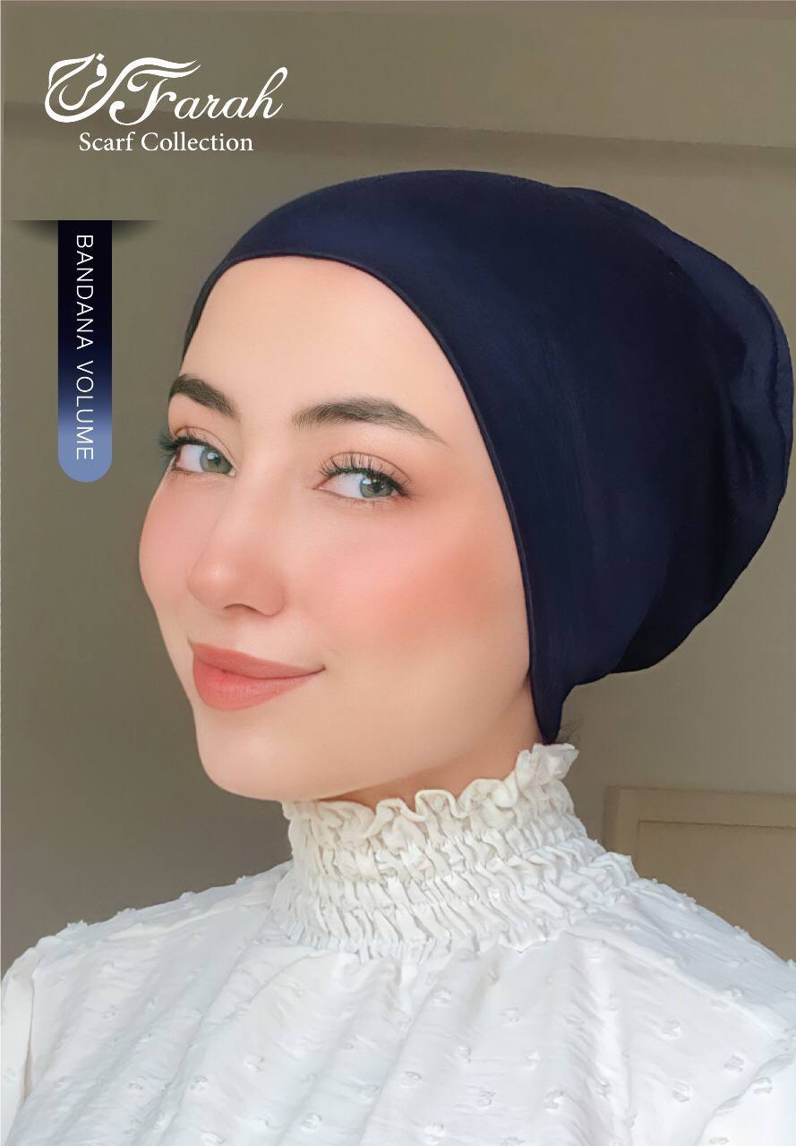 No-Thread Volume Close-End Underscarf Hijab Bandana - Cotton-Lycra Blend for Stylish Comfort - Navy