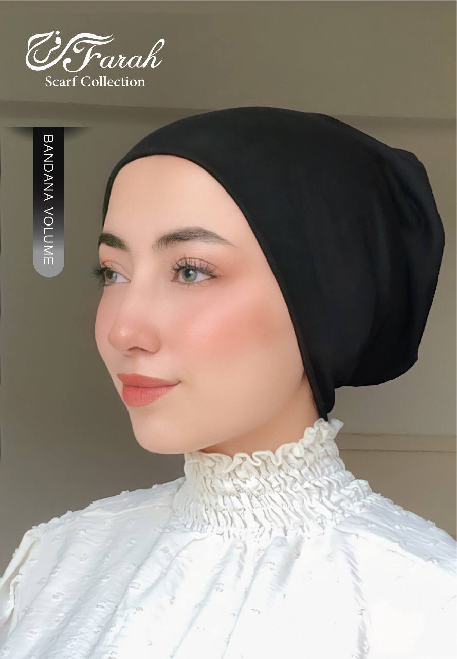 No-Thread Volume Close-End Underscarf Hijab Bandana - Cotton-Lycra Blend for Stylish Comfort - Black