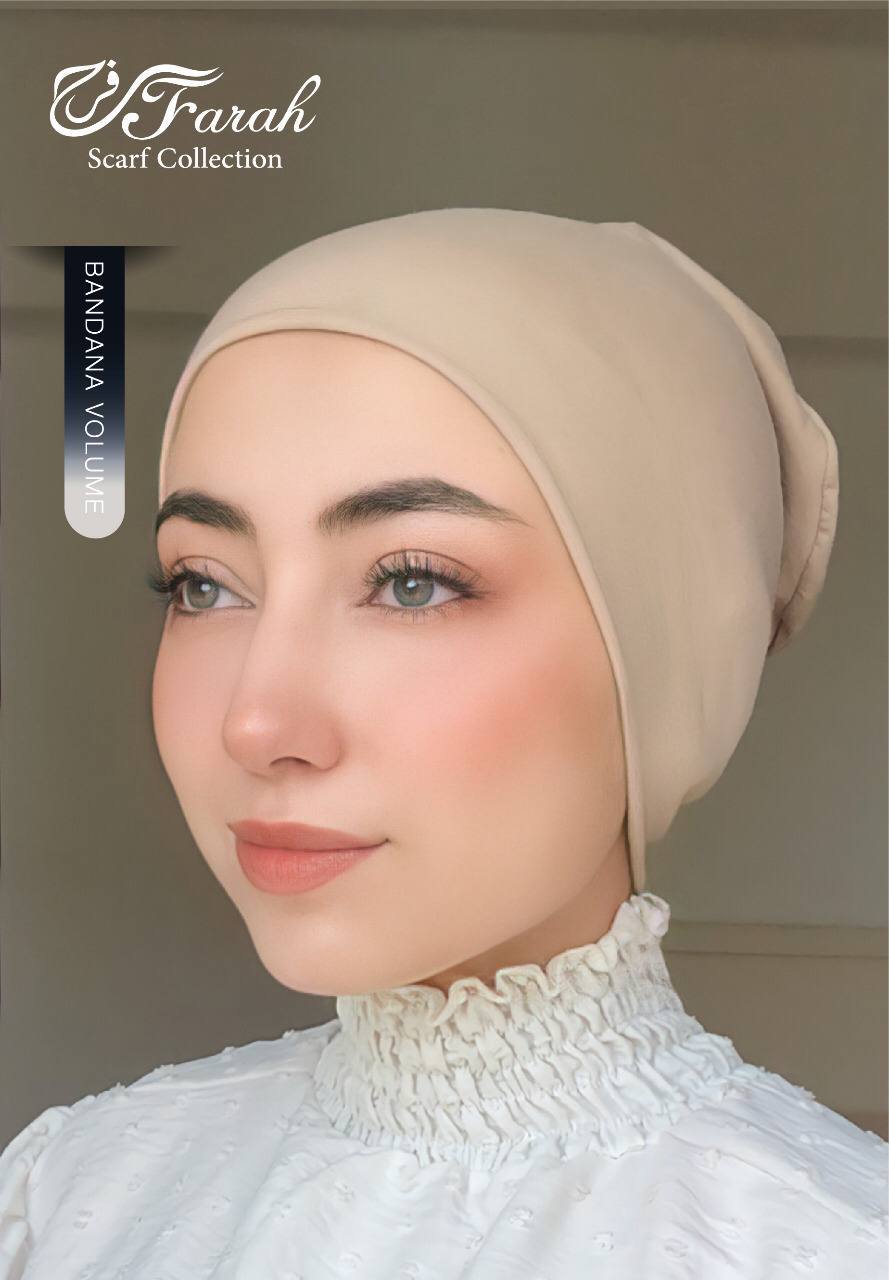 No-Thread Volume Close-End Underscarf Hijab Bandana - Cotton-Lycra Blend for Stylish Comfort - Beige
