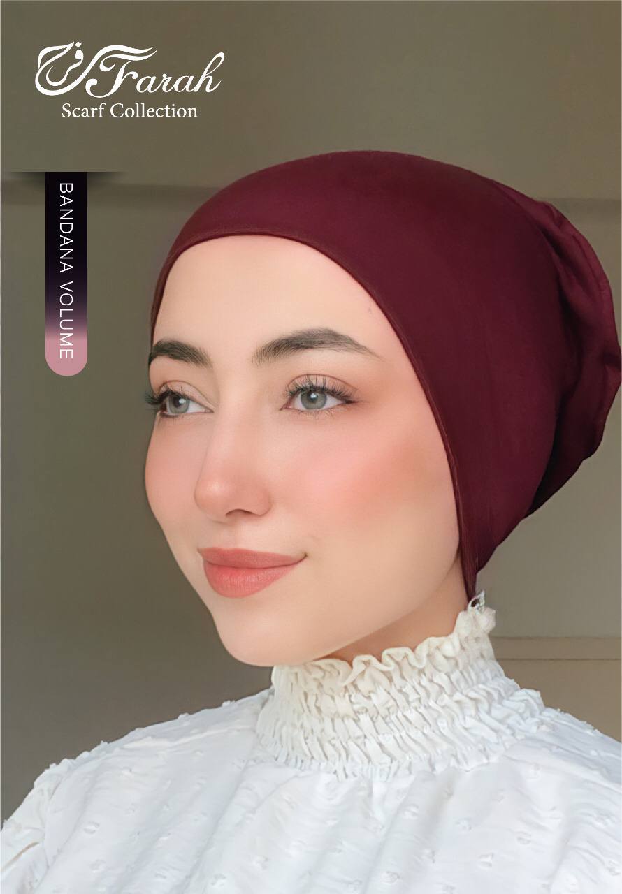 No-Thread Volume Close-End Underscarf Hijab Bandana - Cotton-Lycra Blend for Stylish Comfort - Wine Red