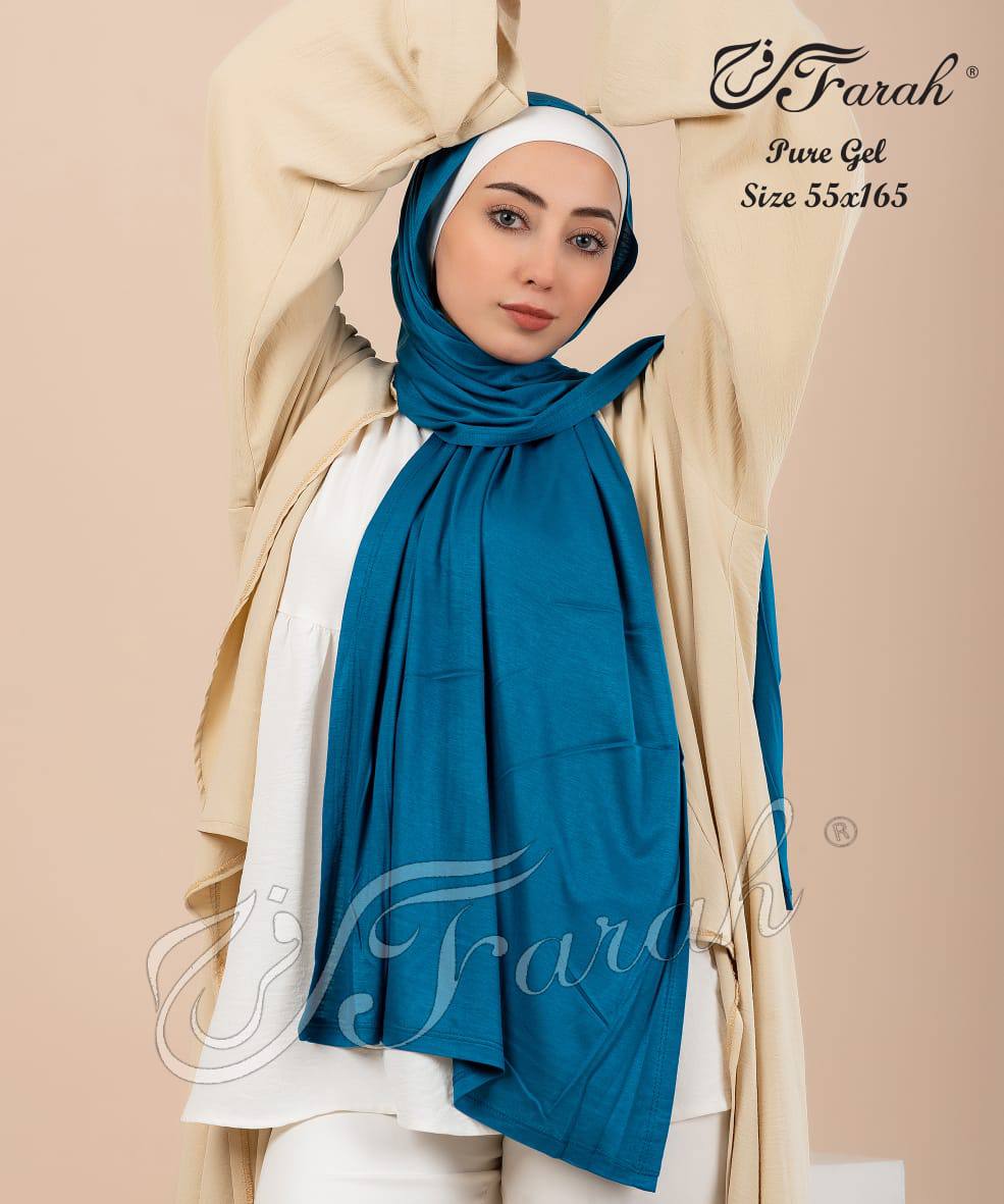 Premium Cotton Lycra Hijab Scarf - Comfortable and Stylish Head Covering - Peacock Blue