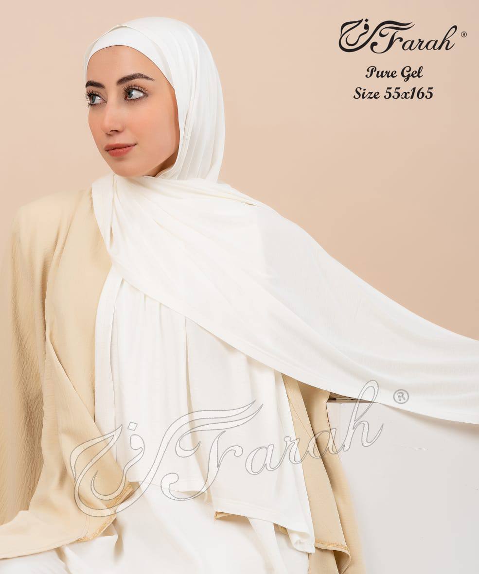 إيشارب طرحة بيور ليكرا حجاب قطن مريح - أوف وايت