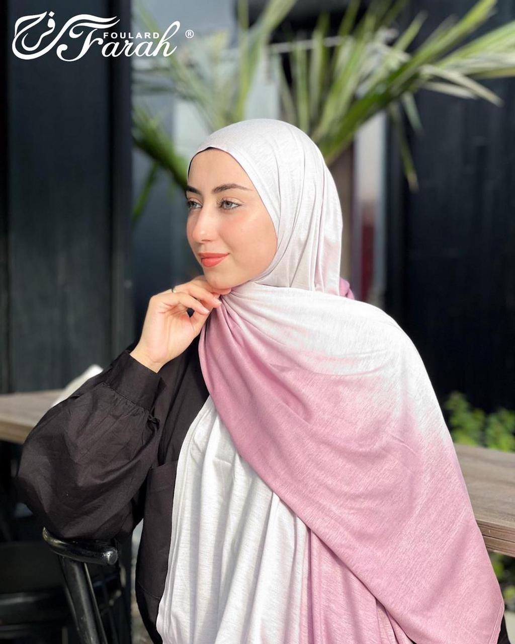 Elegant Two-Tone Gradient Cotton Lycra Hijab Scarf - 170cm - Cashmere