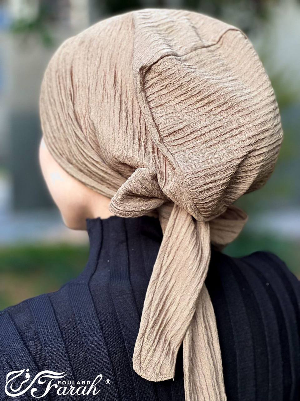 Elegant Pleated Turban Hijab - Stylish Headwrap for Modest Fashion - almond