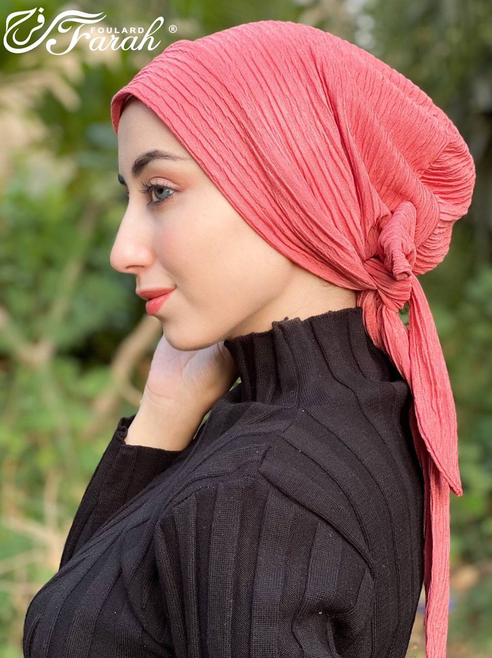Elegant Pleated Turban Hijab - Stylish Headwrap for Modest Fashion - Rose Pink