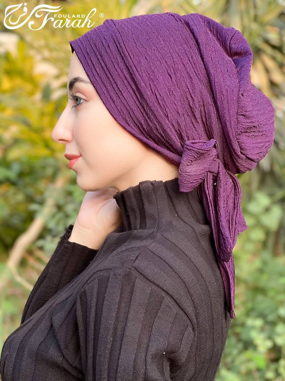Elegant Pleated Turban Hijab - Stylish Headwrap for Modest Fashion - Grape