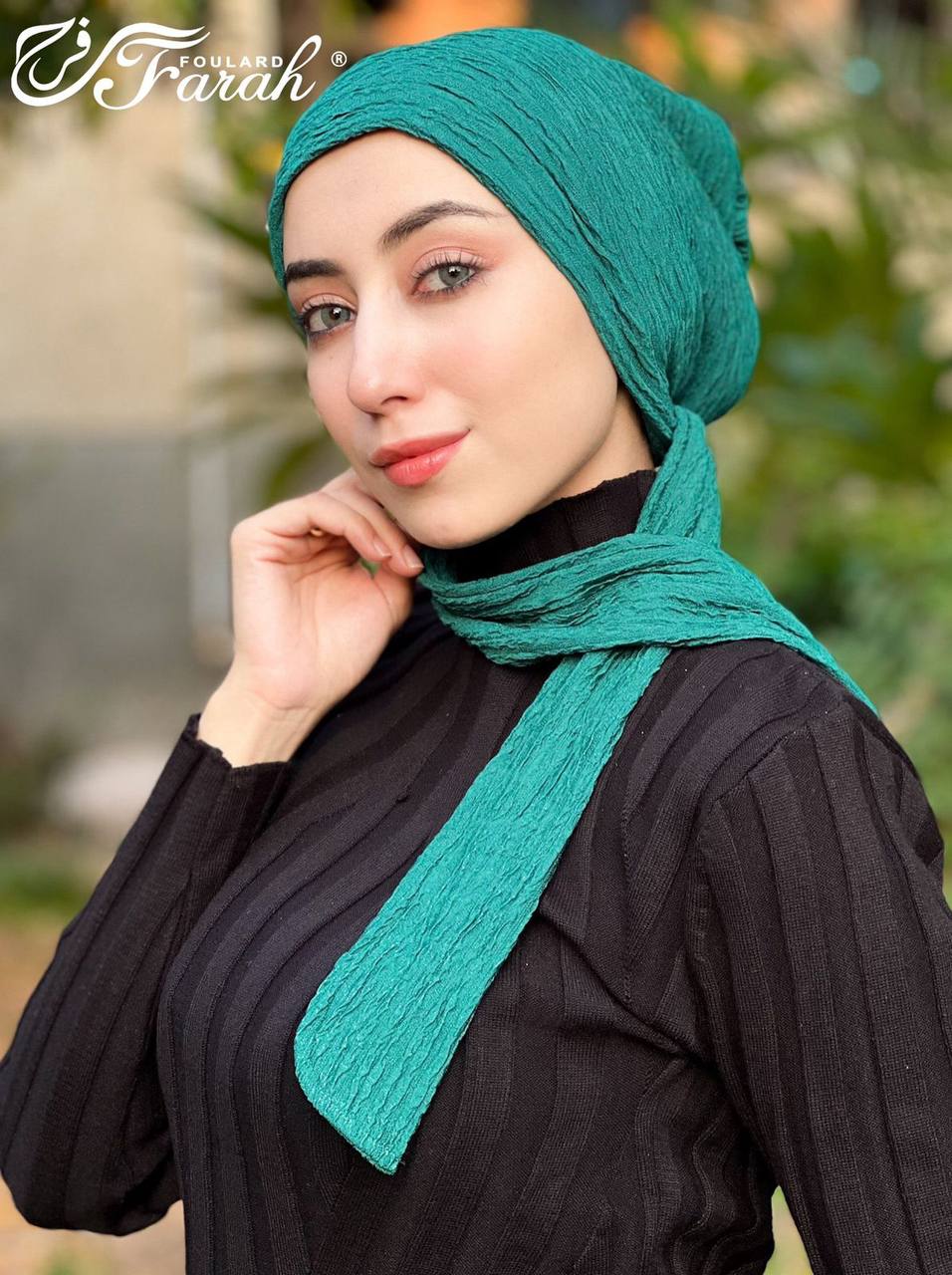 Elegant Pleated Turban Hijab - Stylish Headwrap for Modest Fashion - Blue Chill