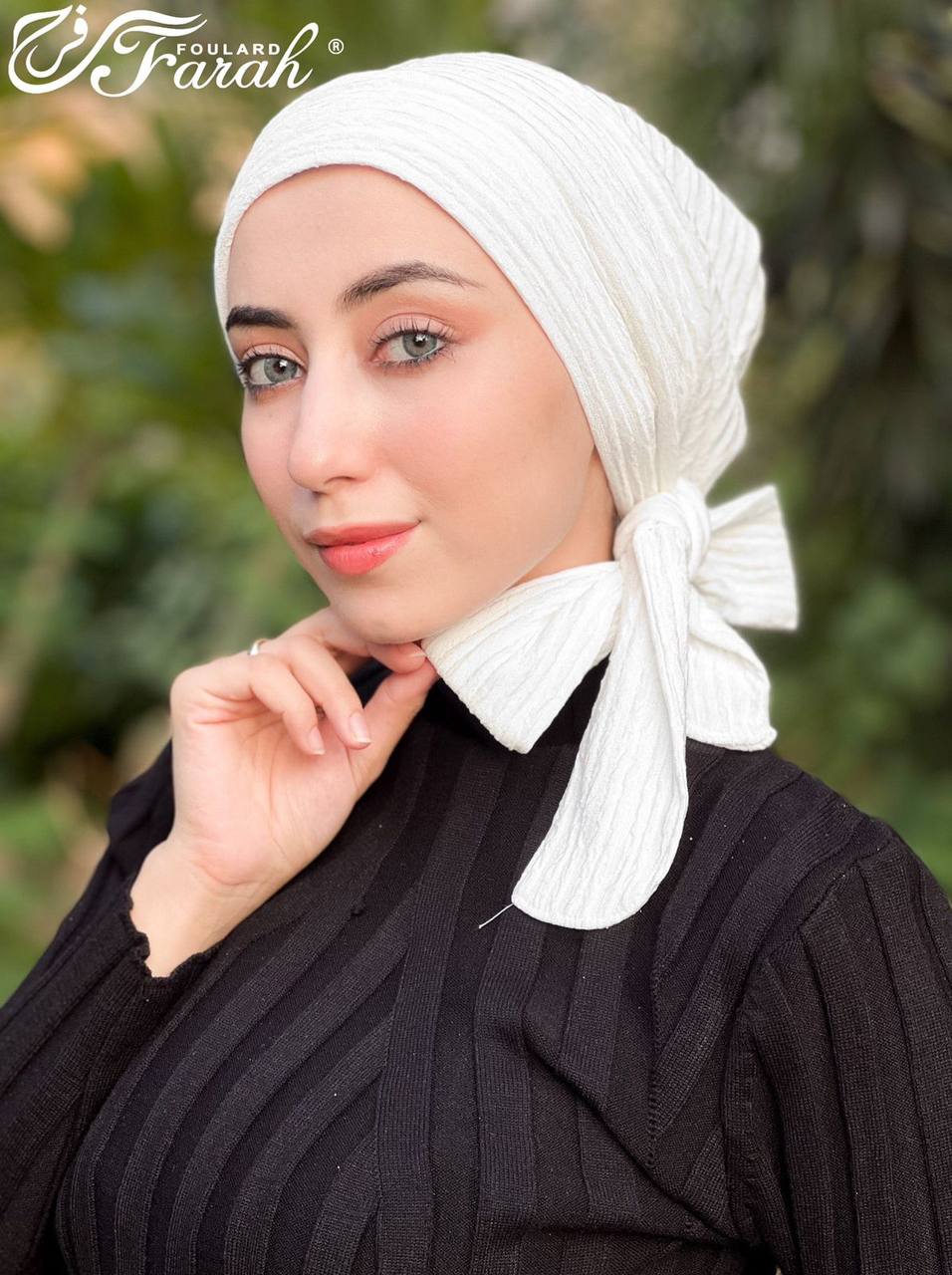 Elegant Pleated Turban Hijab - Stylish Headwrap for Modest Fashion - Off White