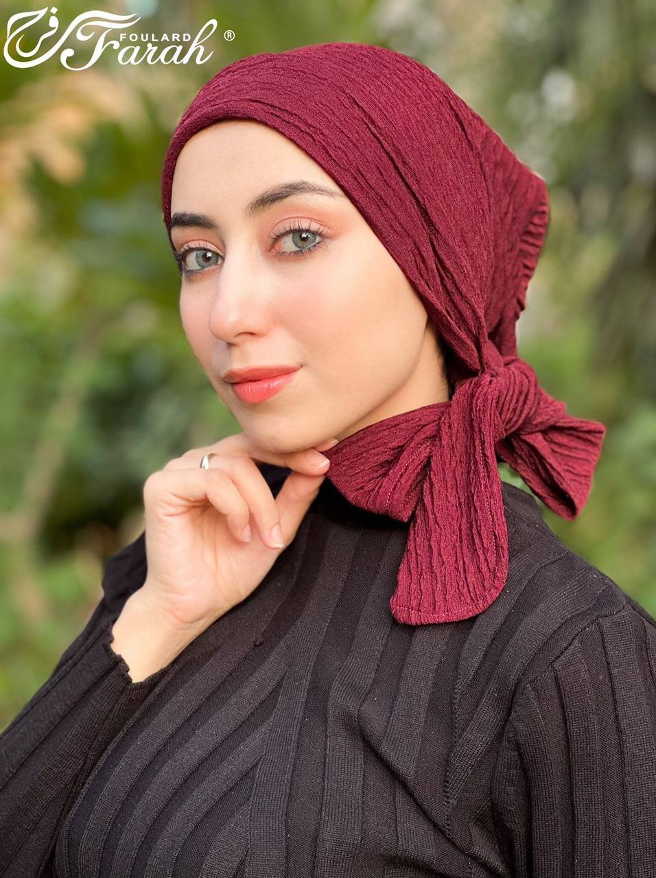Elegant Pleated Turban Hijab - Stylish Headwrap for Modest Fashion - Wine Red