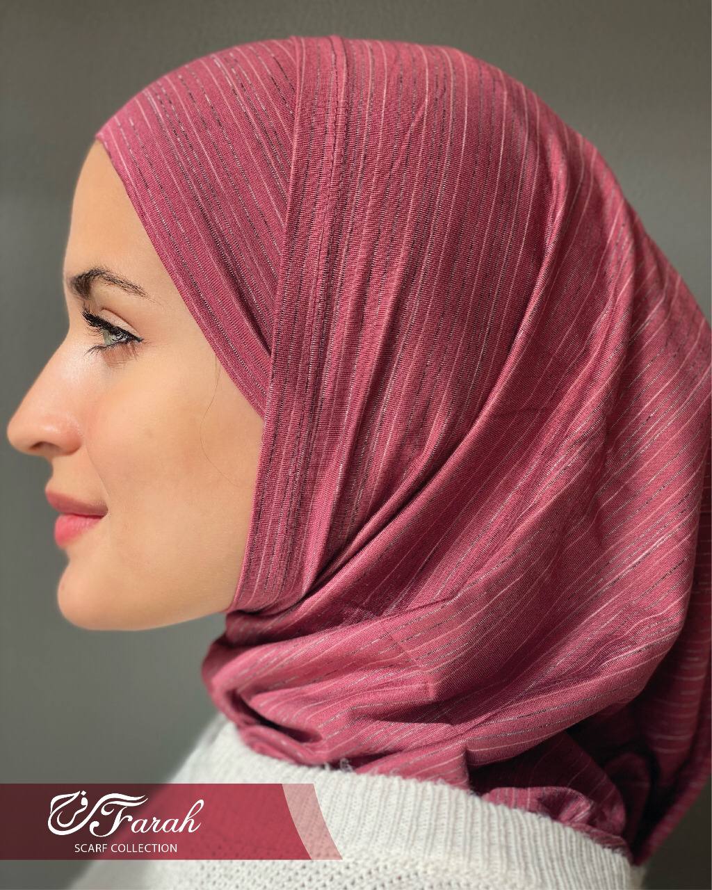 Sondos Lightweight Striped Cotton Lycra 2-Piece Hijab Set: Elegance and Comfort - Cashmere