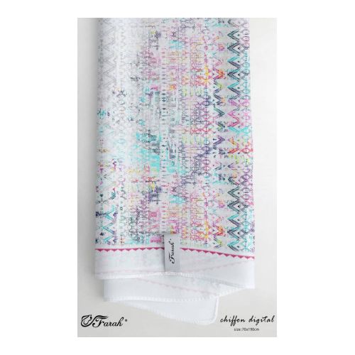 Elegant Printed Crepe Chiffon Scarf Hijab - 190cm - Vibrant Prints - Style 1