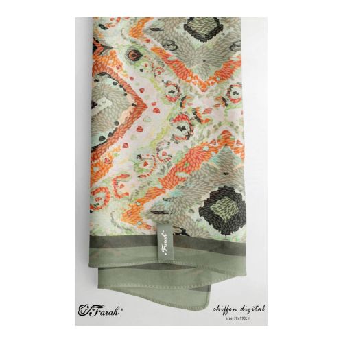 Elegant Printed Crepe Chiffon Scarf Hijab - 190cm - Vibrant Prints - Style 3