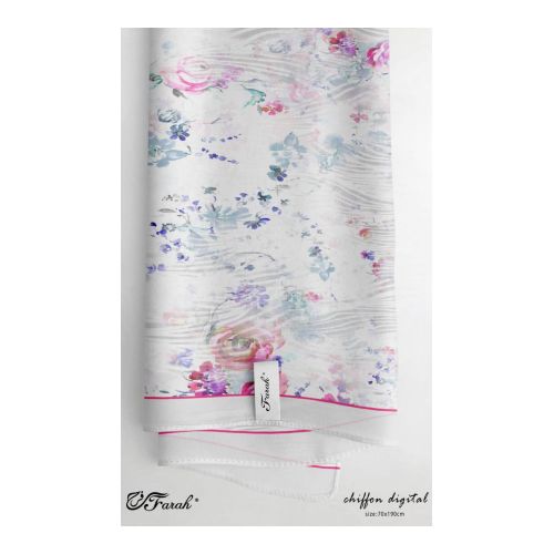 Elegant Printed Crepe Chiffon Scarf Hijab - 190cm - Vibrant Prints - Style 9