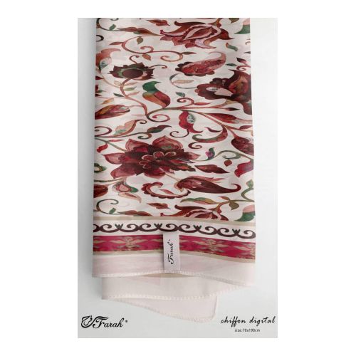Elegant Printed Crepe Chiffon Scarf Hijab - 190cm - Vibrant Prints - Style 20