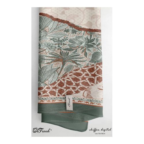 Elegant Printed Crepe Chiffon Scarf Hijab - 190cm - Vibrant Prints - Style 22